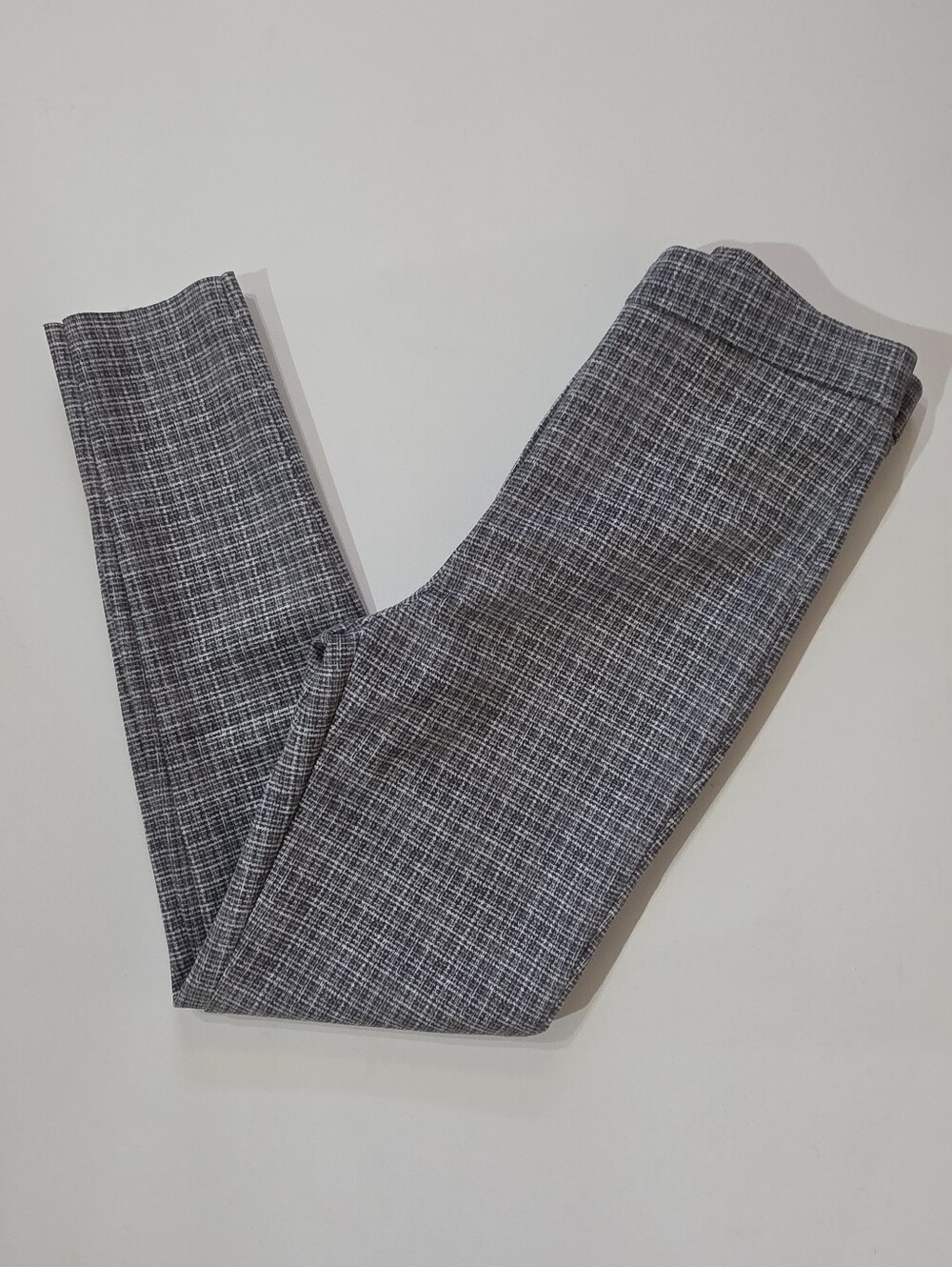 Zara Knit Dress Pants Womens Medium Grey White Houndstooth High Rise Career Wear